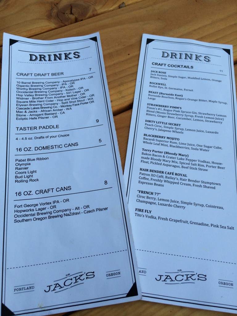 Dr Jacks Drink Menu 杰克博士饮料菜单