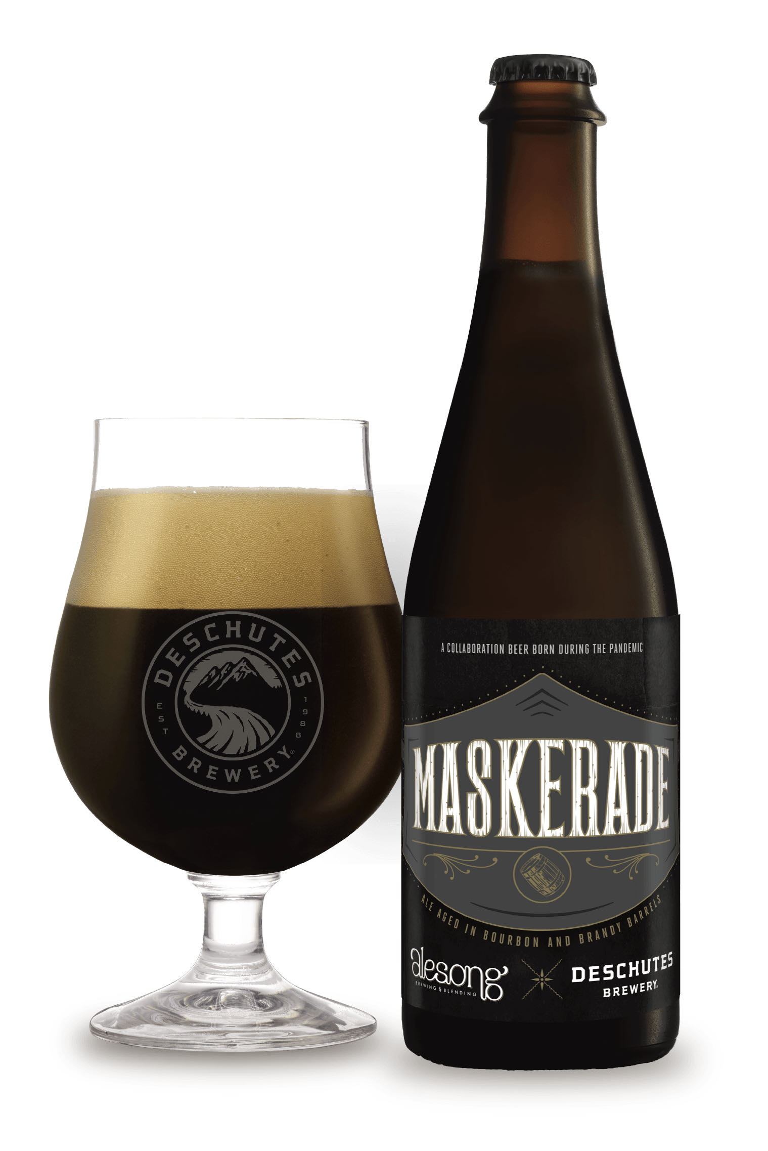 Deschutes Brewery和Alesong Brewing Maskerade 500ml瓶和嗅探器