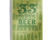 聚焦袋啤酒杂志的独特掩护是用绿色墨水印刷的绿色钉，将页面绑定在一起。（图片提供33本书）