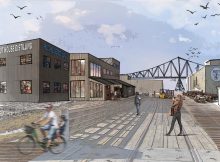 浮标在Astoria Riverwalk的浮标啤酒和试点议院的妇女蒸馏出来的扩张由浮标啤酒礼貌