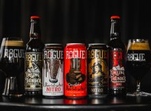 Rolling Thunder Imperial Stout、Chocolate Stout Nitro、Double Chocolate Stout、Shakespeare Stout Nitro和Rolling Thunder Imperial Chipotle Stout的图片由Rogue Ales&Spirits提供
